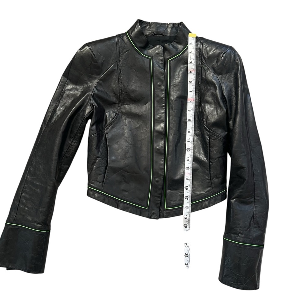 Emporio Armani Sporty Cropped Leather Jacket Size 40 - Picture 8 of 9